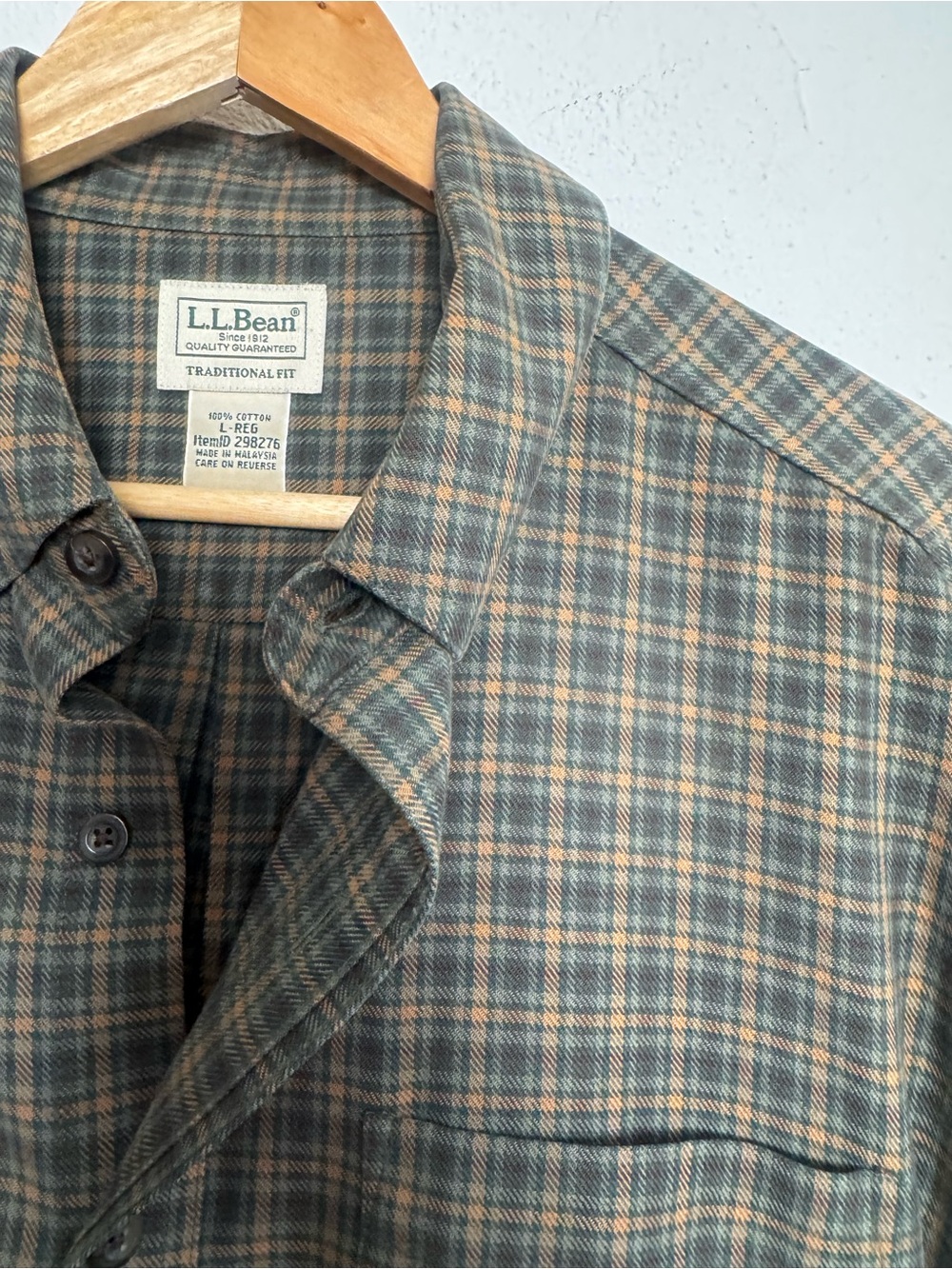 LL BEAN Traditional Fit Plaid Flannel Button Down Long Sleeve Shirt - Picture 3 of 7
